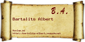 Bartalits Albert névjegykártya